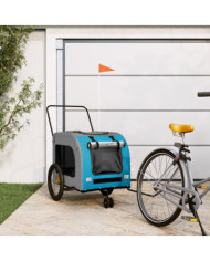 Remorque de vélo pour animaux de compagnie bleu et gris | Mobilier & Déco