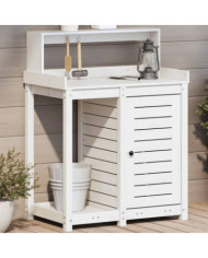 Table de rempotage avec étagères blanc bois massif de pin | Mobilier & Déco