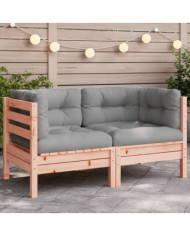 Canapé d'angle de jardin avec coussins bois massif douglas | Mobilier & Déco