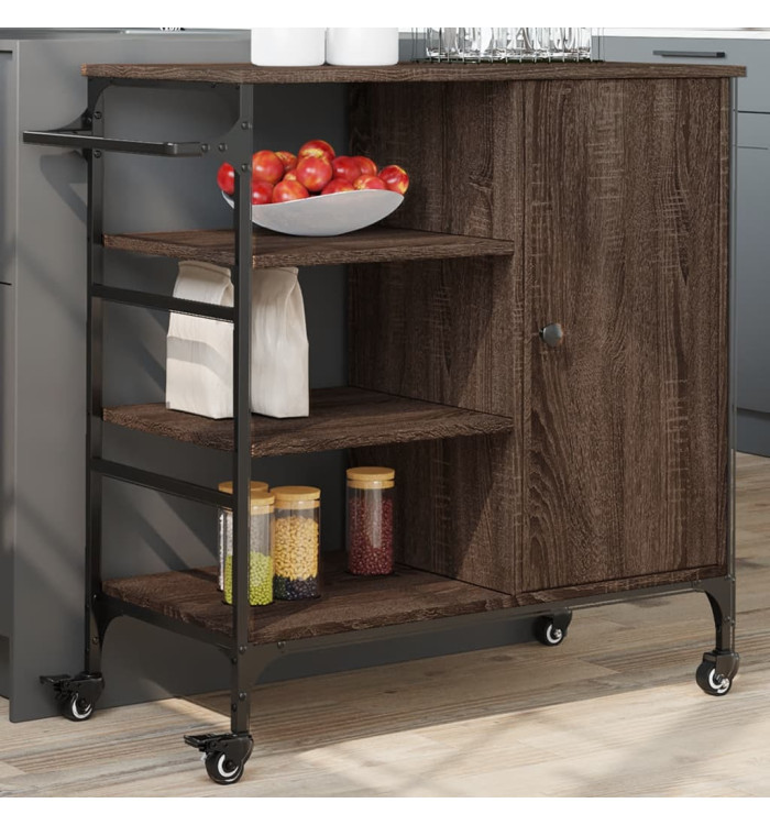 Chariot de cuisine chêne marron bois d'ingénierie | Mobilier & Déco