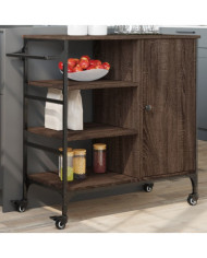 Chariot de cuisine chêne marron bois d'ingénierie | Mobilier & Déco