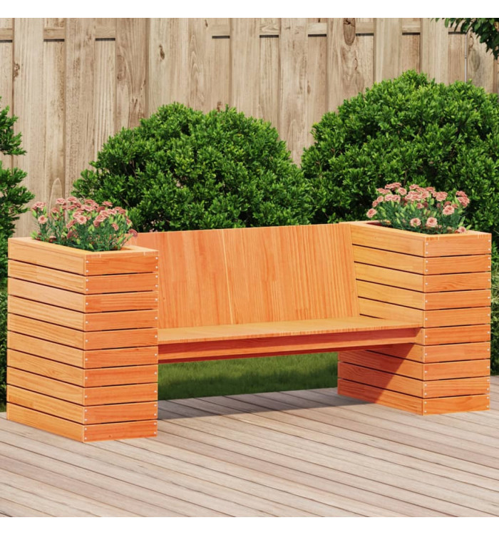 Banc avec jardinières cire marron 167,5x60x65cm bois massif pin | Mobilier & Déco
