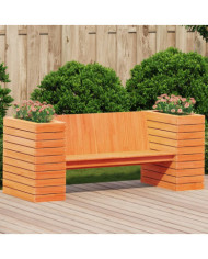 Banc avec jardinières cire marron 167,5x60x65cm bois massif pin | Mobilier & Déco