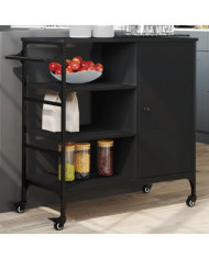 Chariot de cuisine noir 87,5x38,5x84,5 cm bois d'ingénierie | Mobilier & Déco