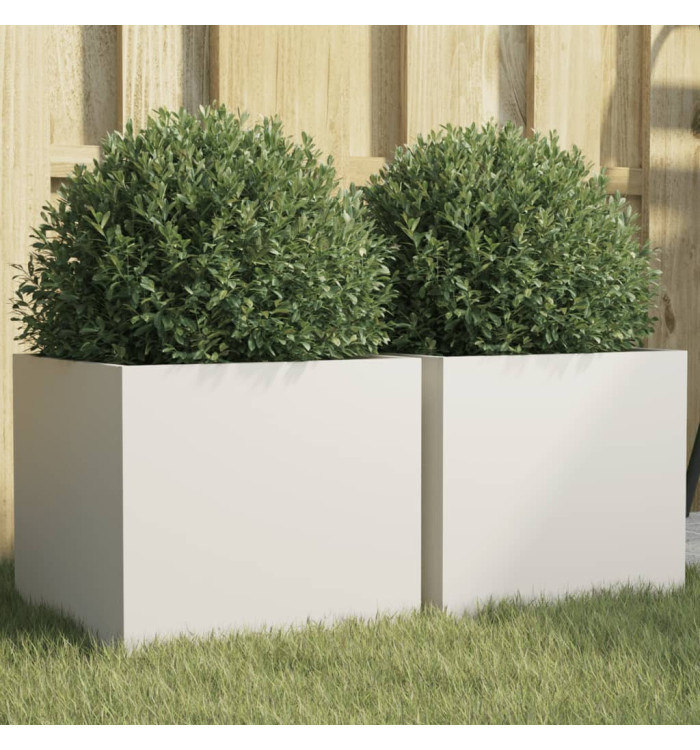 Jardinières 2 pcs blanc 32x30x29 cm acier | Mobilier & Déco