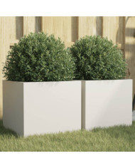 Jardinières 2 pcs blanc 32x30x29 cm acier | Mobilier & Déco