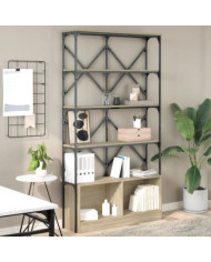 Bibliothèque chêne sonoma 100x26x180cm bois ingénierie et métal | Mobilier & Déco