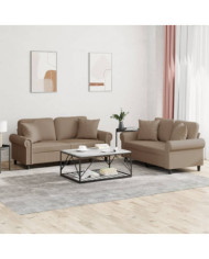Ensemble de canapés 2 pcs avec coussins cappuccino similicuir | Mobilier & Déco