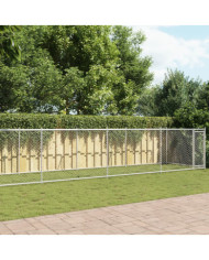 Cage pour chien avec porte gris 10x2x1,5 m acier galvanisé | Mobilier & Déco
