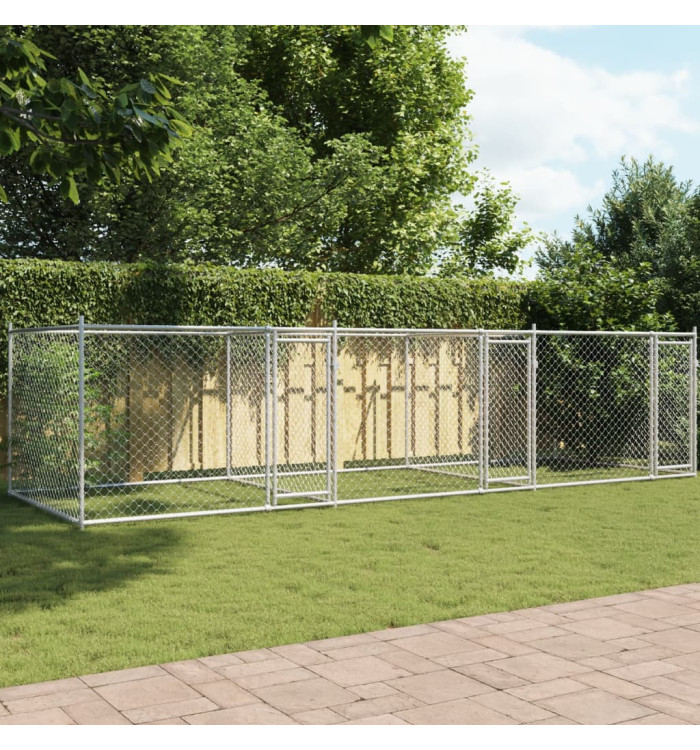 Cage pour chien avec portes gris 6x2x1,5 m acier galvanisé | Mobilier & Déco