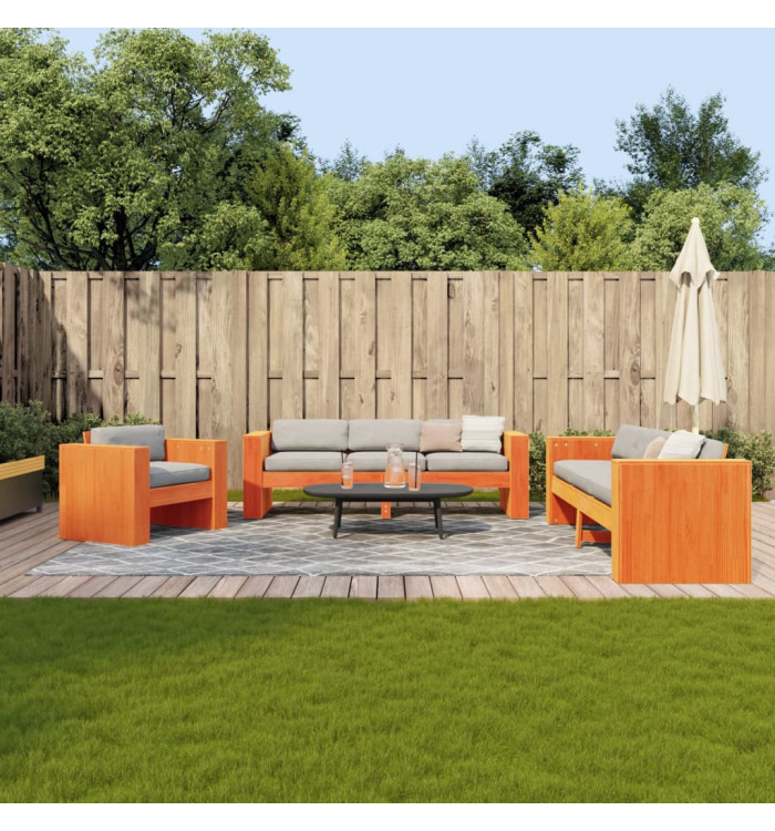 Salon de jardin 2 pcs cire marron bois de pin massif | Mobilier & Déco