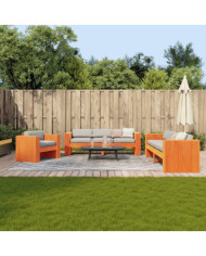 Salon de jardin 2 pcs cire marron bois de pin massif | Mobilier & Déco