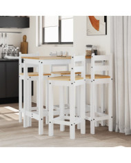 Ensemble de bar 5 pcs Blanc Bois de pin massif | Mobilier & Déco