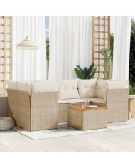 Salon de jardin avec coussins 7 pcs beige résine tressée | Mobilier & Déco