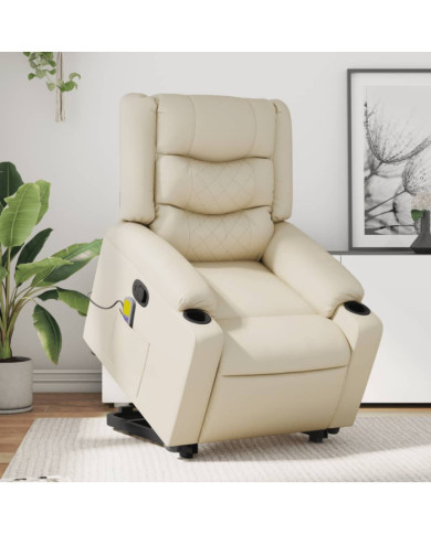 Fauteuil inclinable de massage Crème Similicuir | Mobilier & Déco