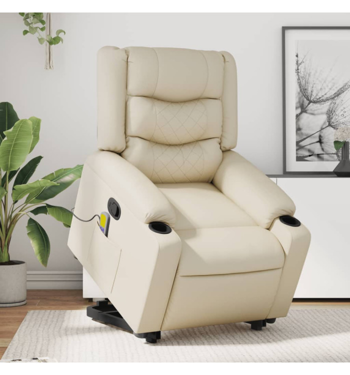 Fauteuil inclinable de massage Crème Similicuir | Mobilier & Déco