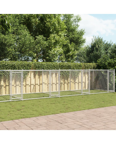 Cage pour chien avec portes gris 10x2x1,5 m acier galvanisé | Mobilier & Déco