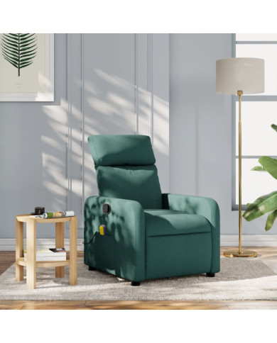 Fauteuil de massage inclinable Vert foncé Tissu | Mobilier & Déco