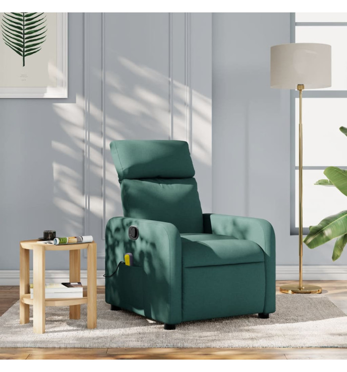 Fauteuil de massage inclinable Vert foncé Tissu | Mobilier & Déco