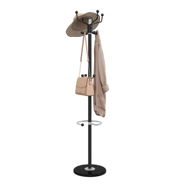 Porte-manteau avec porte-parapluie noir fer enduit de poudre | Mobilier & Déco