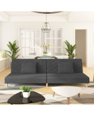 Canapé-lit à 2 places avec deux oreillers Gris foncé Tissu | Mobilier & Déco