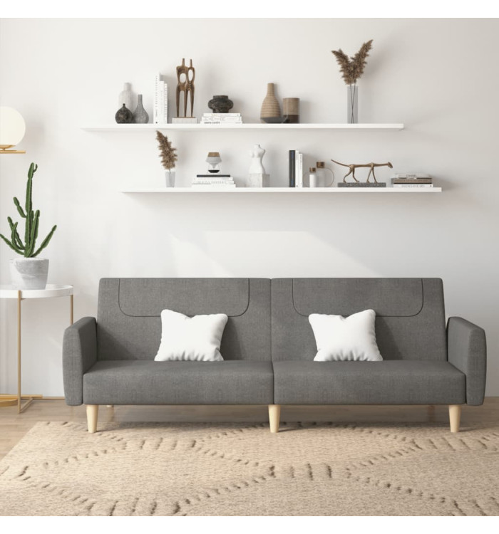 Canapé-lit à 2 places gris foncé tissu | Mobilier & Déco