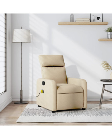 Fauteuil de massage inclinable Crème Tissu | Mobilier & Déco