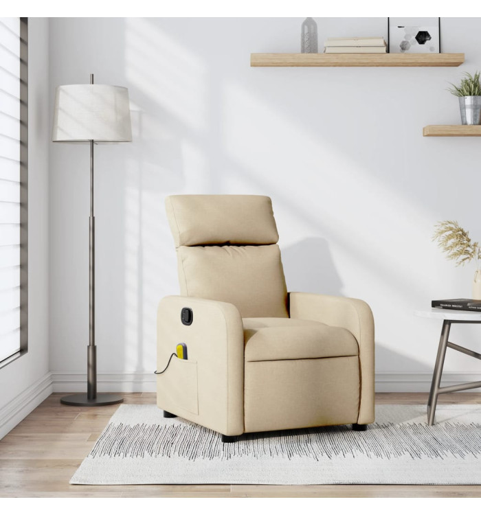 Fauteuil de massage inclinable Crème Tissu | Mobilier & Déco
