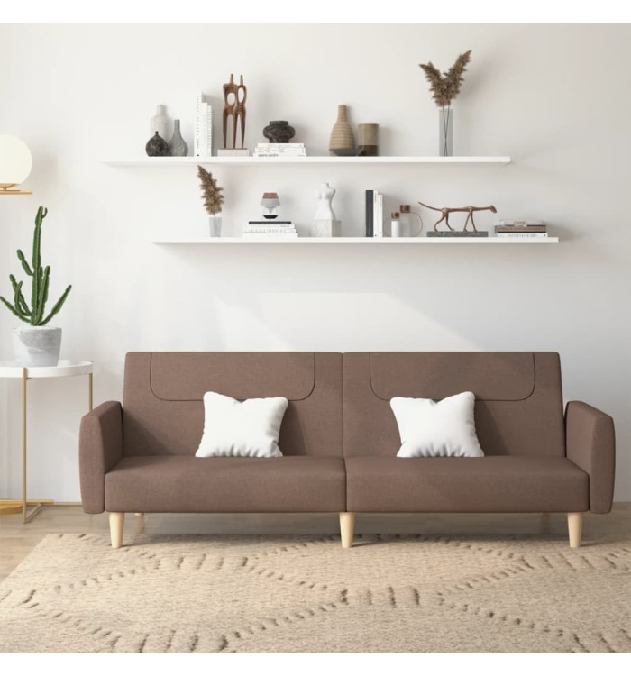 Canapé-lit à 2 places taupe tissu | Mobilier & Déco