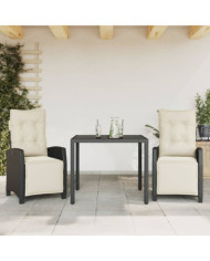 Ensemble à manger de jardin avec coussins 3 pcs Noir | Mobilier & Déco