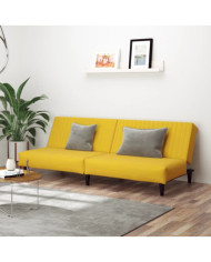 Canapé-lit 2 places jaune velours | Mobilier & Déco