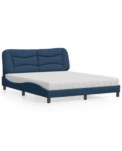 Lit avec matelas bleu 160x200 cm tissu | Mobilier & Déco