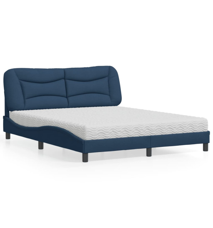 Lit avec matelas bleu 160x200 cm tissu | Mobilier & Déco