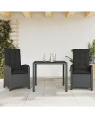 Ensemble à manger de jardin avec coussins 3 pcs Noir | Mobilier & Déco