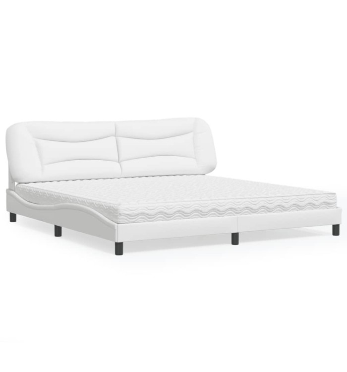 Lit avec matelas blanc 200x200 cm similicuir | Mobilier & Déco