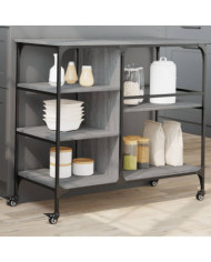 Chariot de cuisine sonoma gris 100x45x89,5 cm bois d'ingénierie | Mobilier & Déco