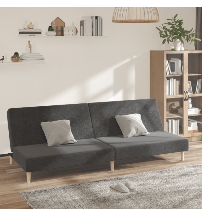 Canapé-lit à 2 places gris foncé tissu | Mobilier & Déco