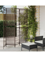 Cloison de séparation 4 panneaux marron résine tressée | Mobilier & Déco
