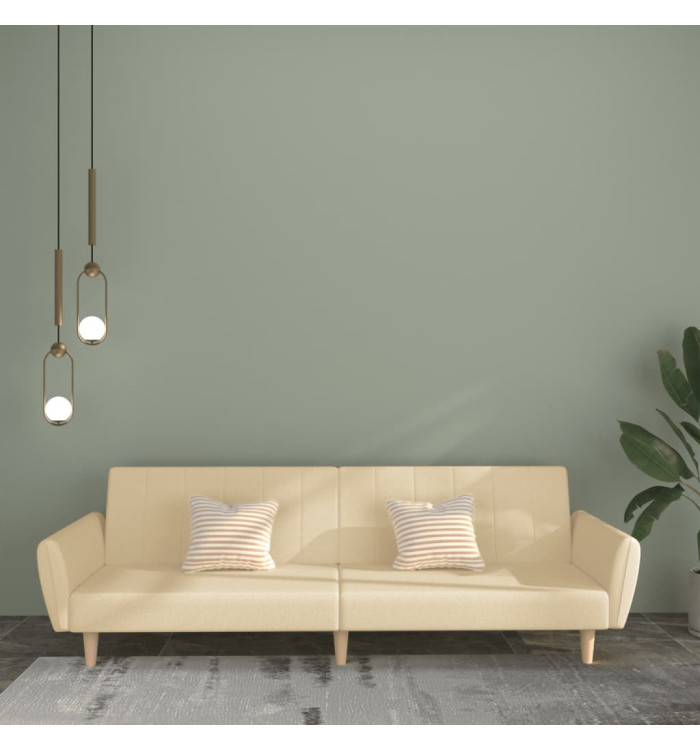 Canapé-lit à 2 places crème tissu | Mobilier & Déco