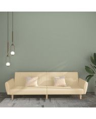 Canapé-lit à 2 places crème tissu | Mobilier & Déco