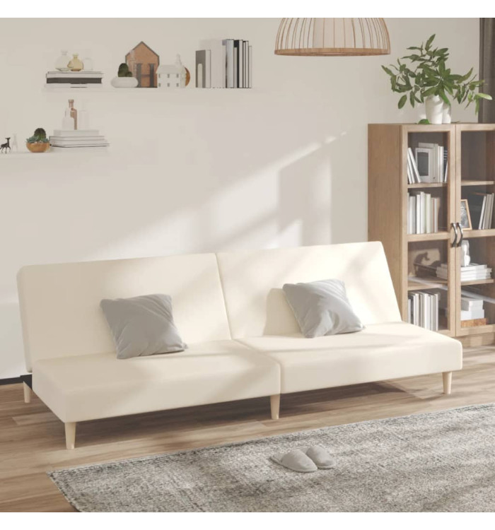 Canapé-lit à 2 places crème tissu | Mobilier & Déco