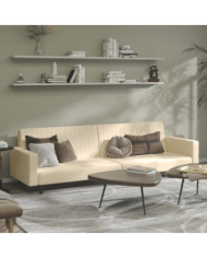 Canapé-lit à 2 places crème velours | Mobilier & Déco