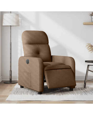 Fauteuil inclinable électrique Marron Tissu | Mobilier & Déco