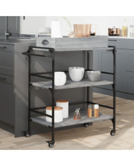 Chariot de cuisine sonoma gris 81,5x41x92,5cm bois d'ingénierie | Mobilier & Déco