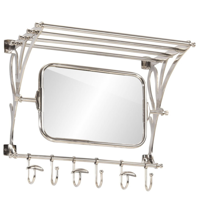 Porte-bagages avec cintres et miroir mural aluminium | Mobilier & Déco