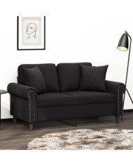 Canapé 2 places avec oreillers décoratifs noir 120 cm velours | Mobilier & Déco
