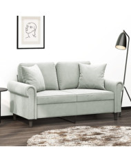 Canapé 2 places avec oreillers gris clair 120 cm velours | Mobilier & Déco