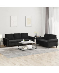 Ensemble de canapés 2 pcs avec coussins Noir Velours | Mobilier & Déco