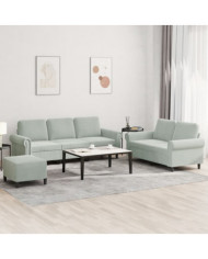 Ensemble de canapés 3 pcs avec coussins Gris clair Velours | Mobilier & Déco