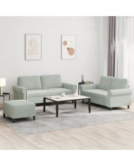 Ensemble de canapés 3 pcs avec coussins Gris clair Velours | Mobilier & Déco